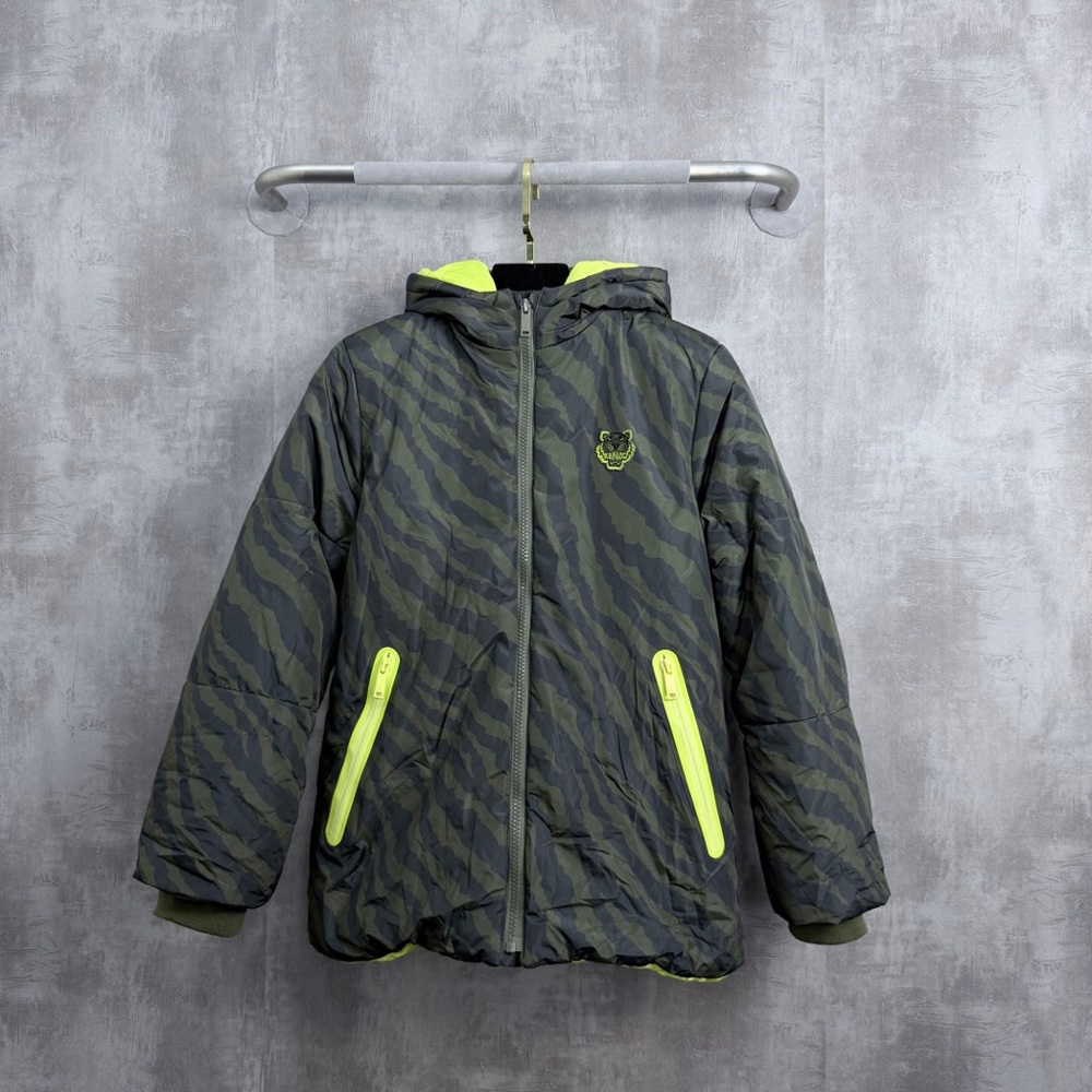 Authentic Kenzo Kids Gray and Yellow Puffer Jacket